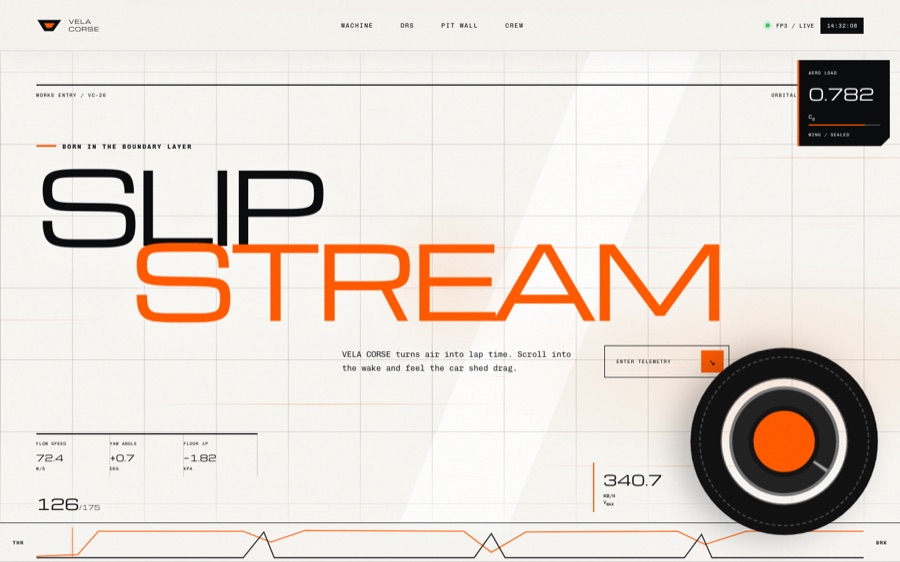 Slipstream — Vela Corse Works Team — Aero-scroll state shift (FABLE/175, room 126)